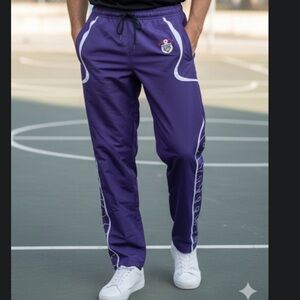 ROMWE Men's Purple Joggers with White Details